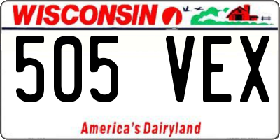 WI license plate 505VEX