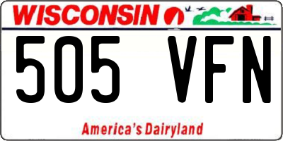WI license plate 505VFN