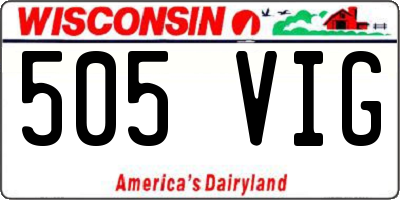 WI license plate 505VIG