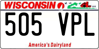 WI license plate 505VPL