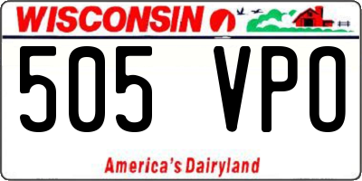WI license plate 505VPO