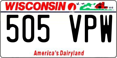 WI license plate 505VPW
