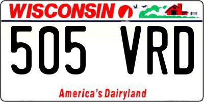 WI license plate 505VRD