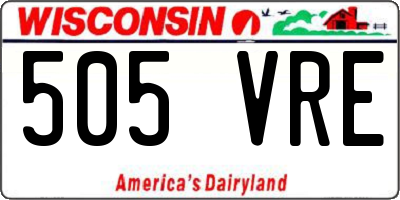 WI license plate 505VRE