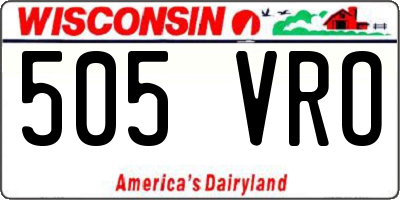 WI license plate 505VRO
