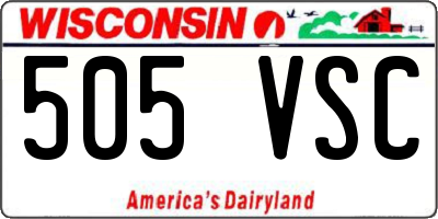 WI license plate 505VSC