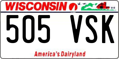 WI license plate 505VSK