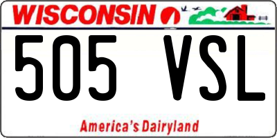 WI license plate 505VSL