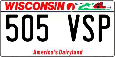 WI license plate 505VSP