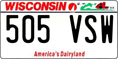 WI license plate 505VSW