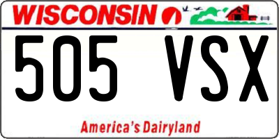WI license plate 505VSX