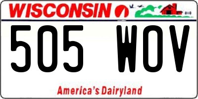 WI license plate 505WOV