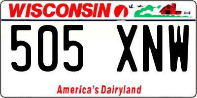 WI license plate 505XNW