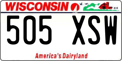 WI license plate 505XSW