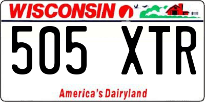 WI license plate 505XTR