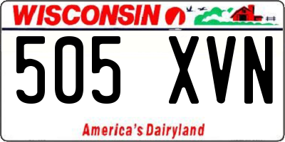 WI license plate 505XVN