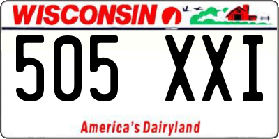 WI license plate 505XXI