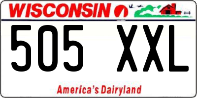 WI license plate 505XXL