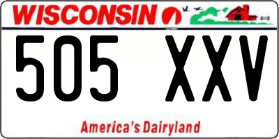 WI license plate 505XXV