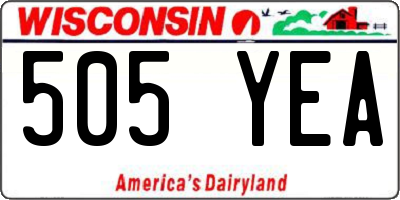 WI license plate 505YEA