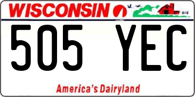 WI license plate 505YEC