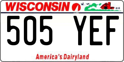 WI license plate 505YEF