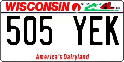 WI license plate 505YEK