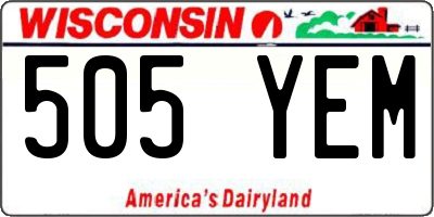 WI license plate 505YEM