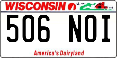 WI license plate 506NOI