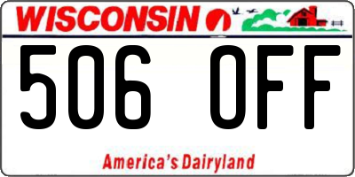 WI license plate 506OFF