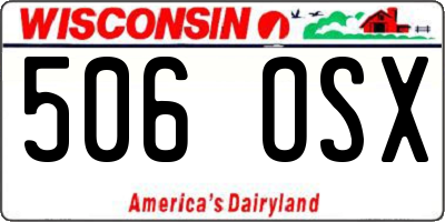 WI license plate 506OSX