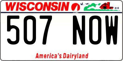 WI license plate 507NOW