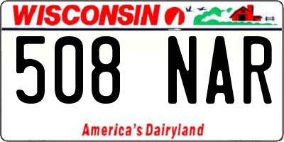 WI license plate 508NAR