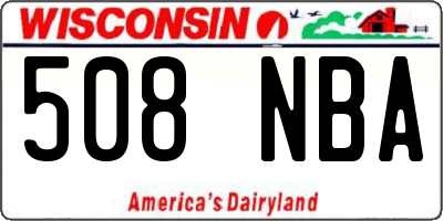 WI license plate 508NBA