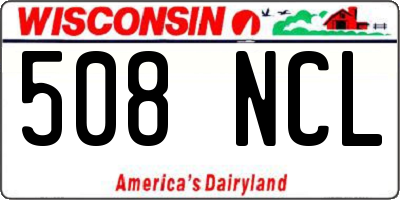 WI license plate 508NCL