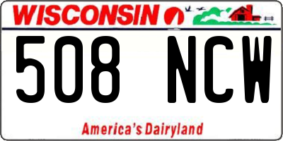 WI license plate 508NCW