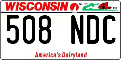 WI license plate 508NDC