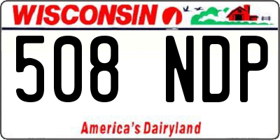 WI license plate 508NDP