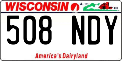 WI license plate 508NDY
