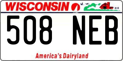 WI license plate 508NEB