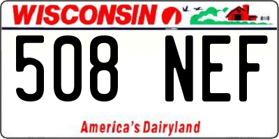 WI license plate 508NEF