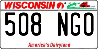 WI license plate 508NGO