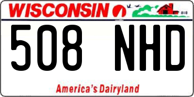 WI license plate 508NHD