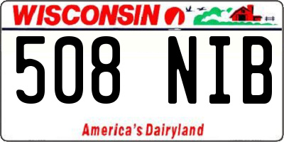 WI license plate 508NIB