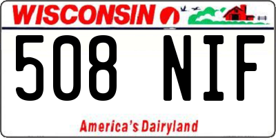 WI license plate 508NIF