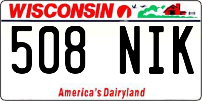 WI license plate 508NIK
