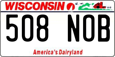WI license plate 508NOB