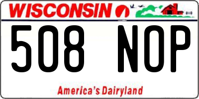 WI license plate 508NOP