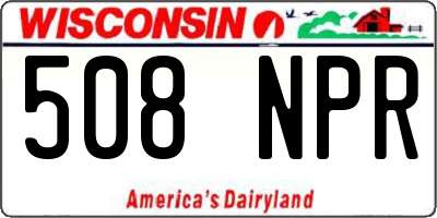 WI license plate 508NPR