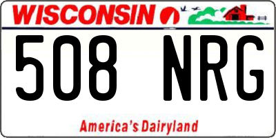 WI license plate 508NRG